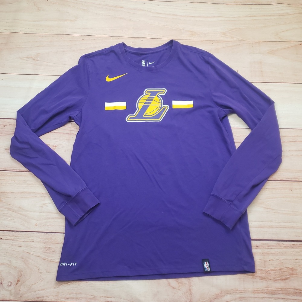 Nike Los Angeles Lakers Shirt Mens Medium Purple Long Sleeve NBA Basketball